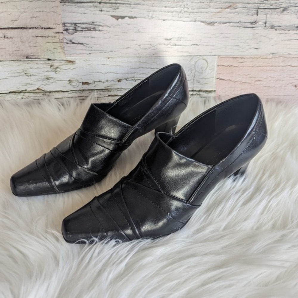 ranco Sarto Square Toe Black Pumps Size 8.5